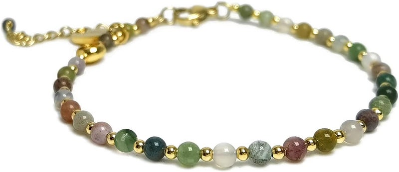 Morchic 3mm Tiny Beads Natural Gemstone Bracelet for Women, Adjustable 7.1" Energy Gem Charm Jewelry, Dainty Handmade Birthday Gift - Image 1